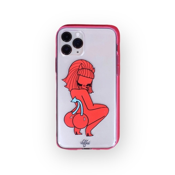 new Valfre ☻︎ Lucy Cherry Bottom ☻ iPhone 6+ 7+ 8+ Clear Case ☻ Artist Drawn ☻ - Picture 2 of 13